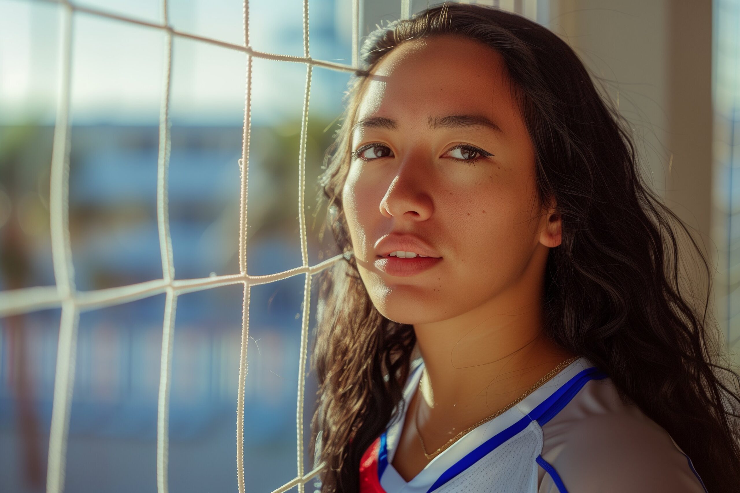 kamaile hiapo volleyball net overlooking parking lot
