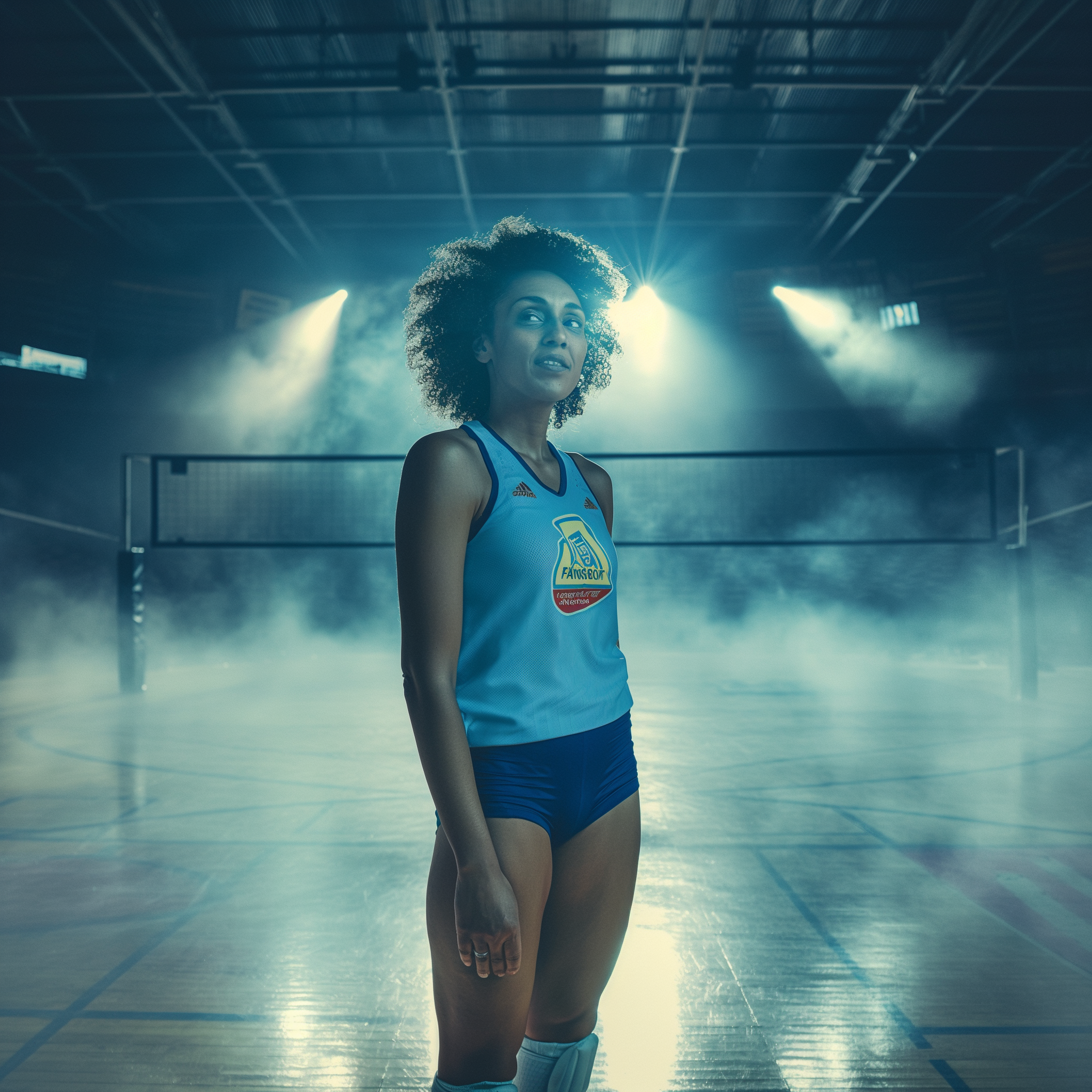 Aurea Cruz Volleyball Orlando Valkyries in blue light gym