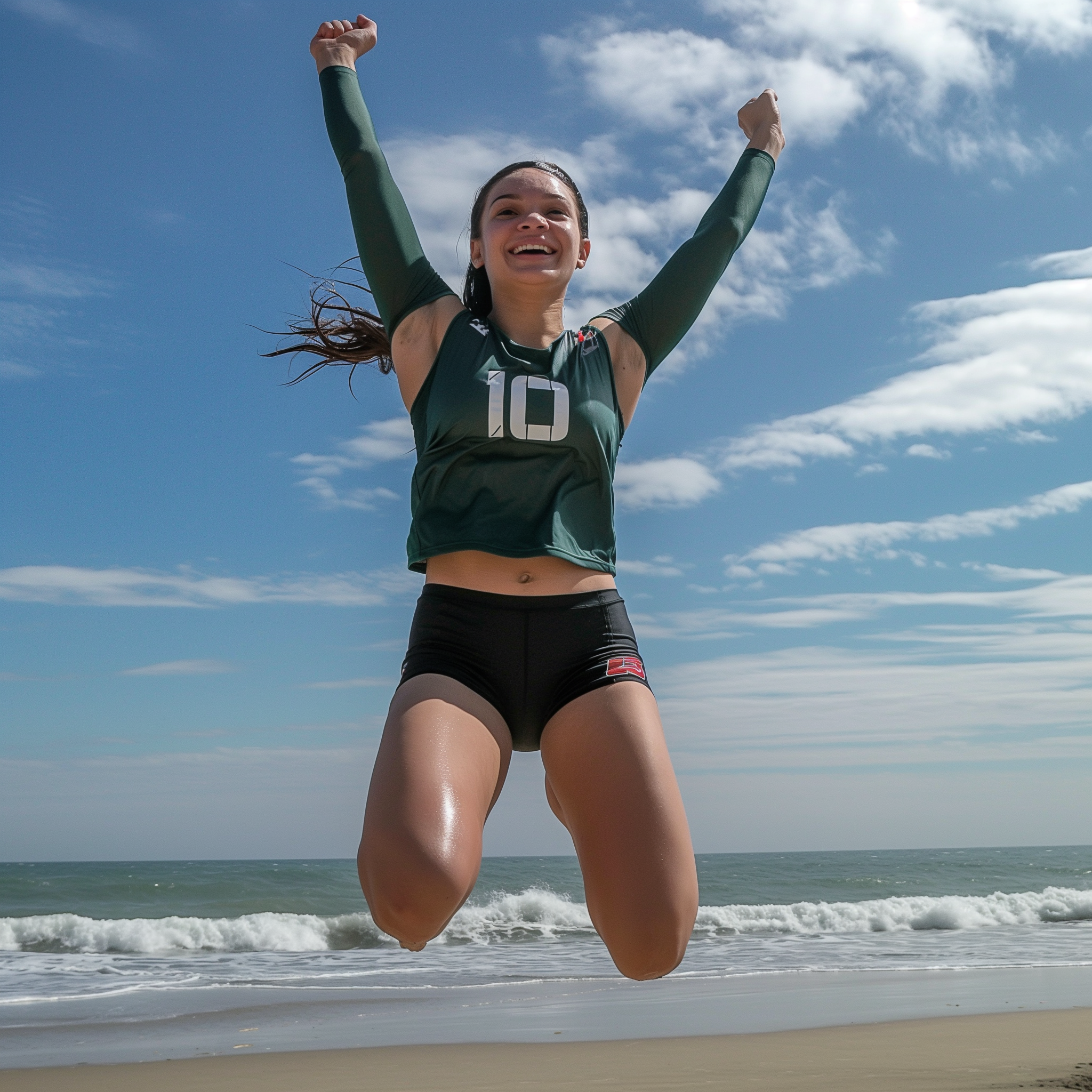 Mya Allen Recruiting Commitment Nebraska Huskers Cornhuskers jumping on beach