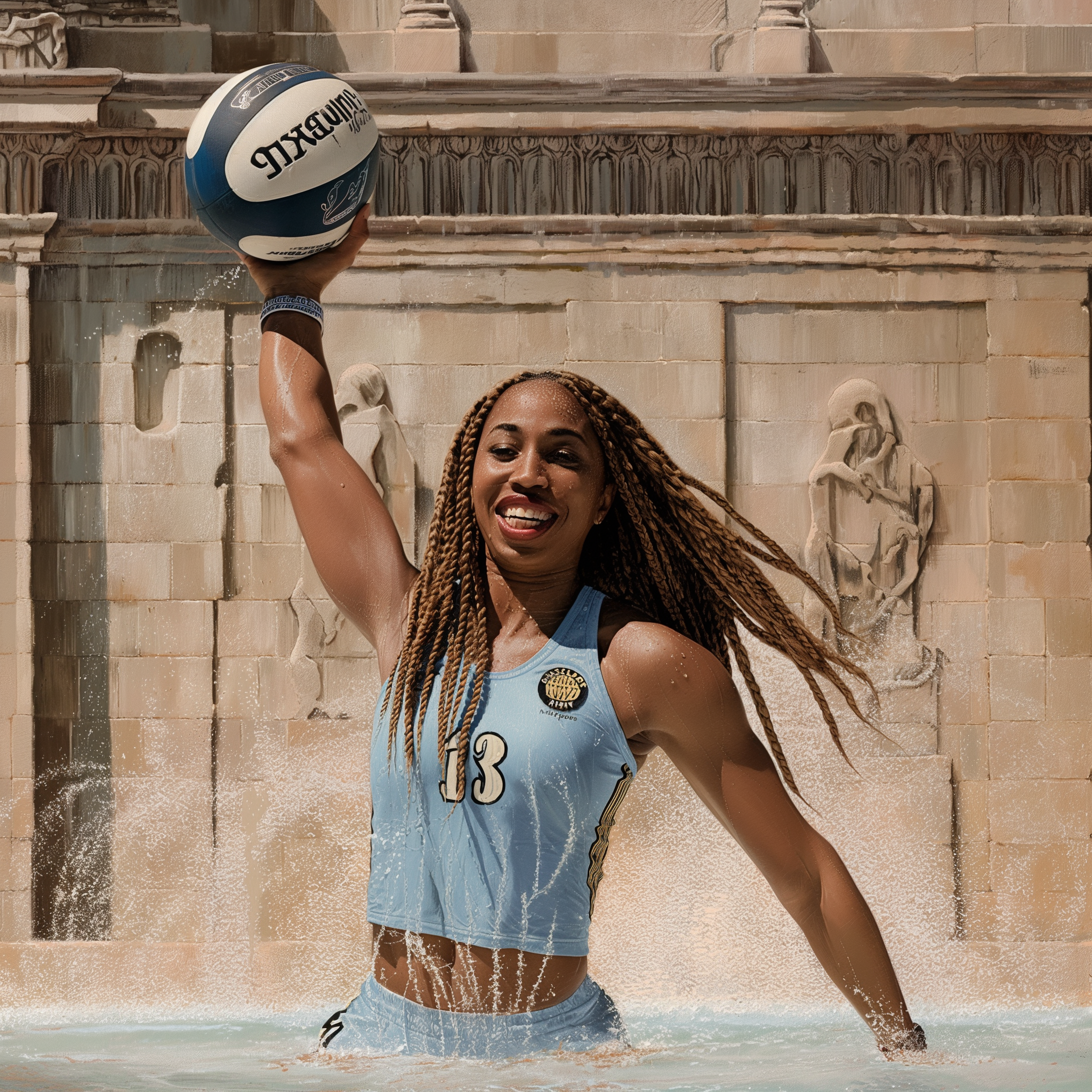 Kalyah Williams volleyball orlando valkyries in french water fountain