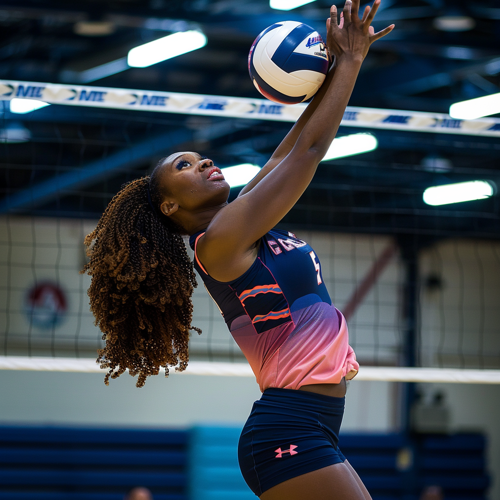 Stephanie Samedy diving for volleyball at omaha supernovas match