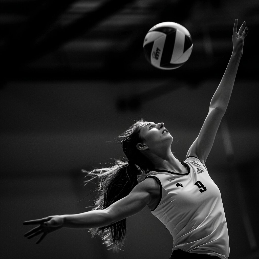 black and white phot of girl asking What Does C Mean in Volleyball