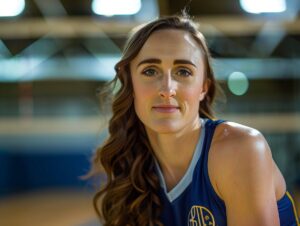 sarah sponcil portrait on indoor volleyball court