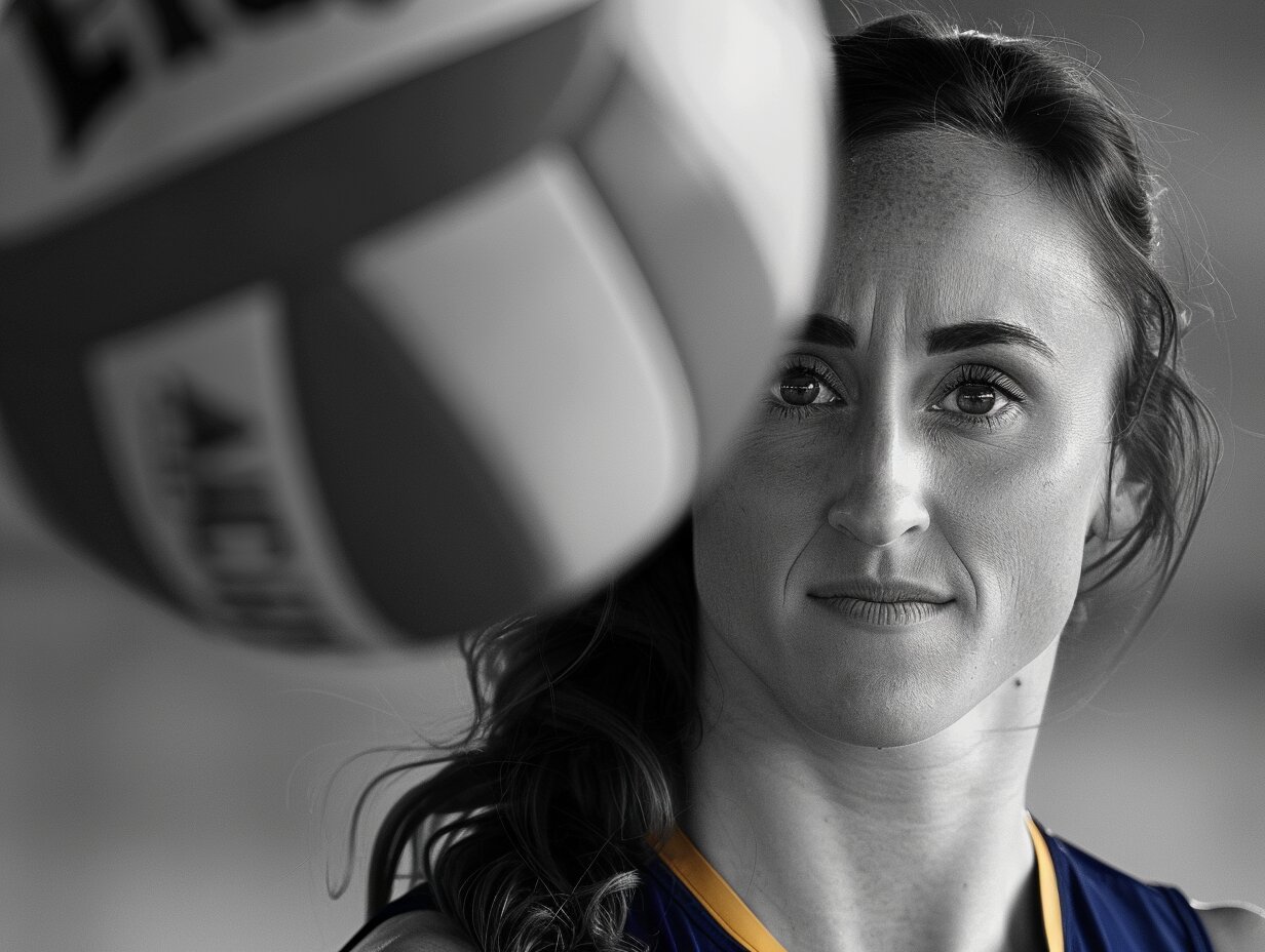 sarah sponcil shines bright, volleyball obscuring sarah sponcil face