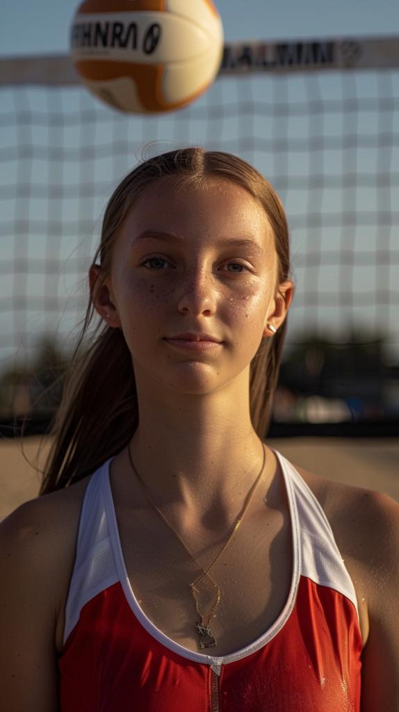 addison horner, volleyball commit to wisconsin ,red uniform, addy horner