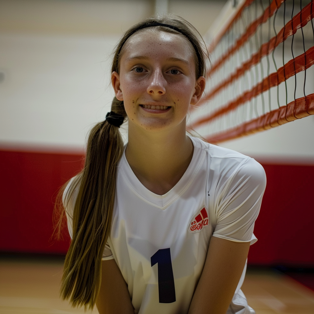 addison horner, volleyball commit to wisconsin ,red uniform, addy horner