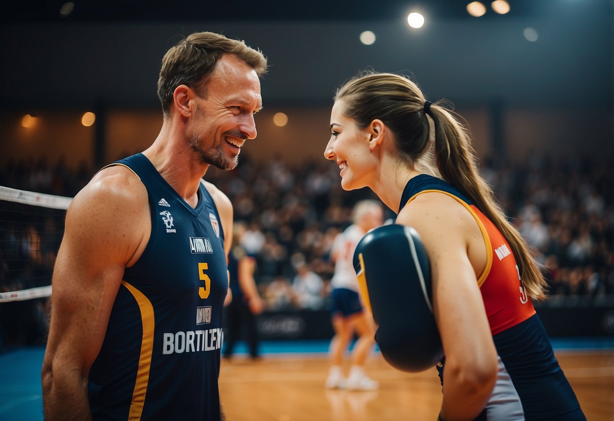 Horner and Tarnow celebrate their partnership in volleyball