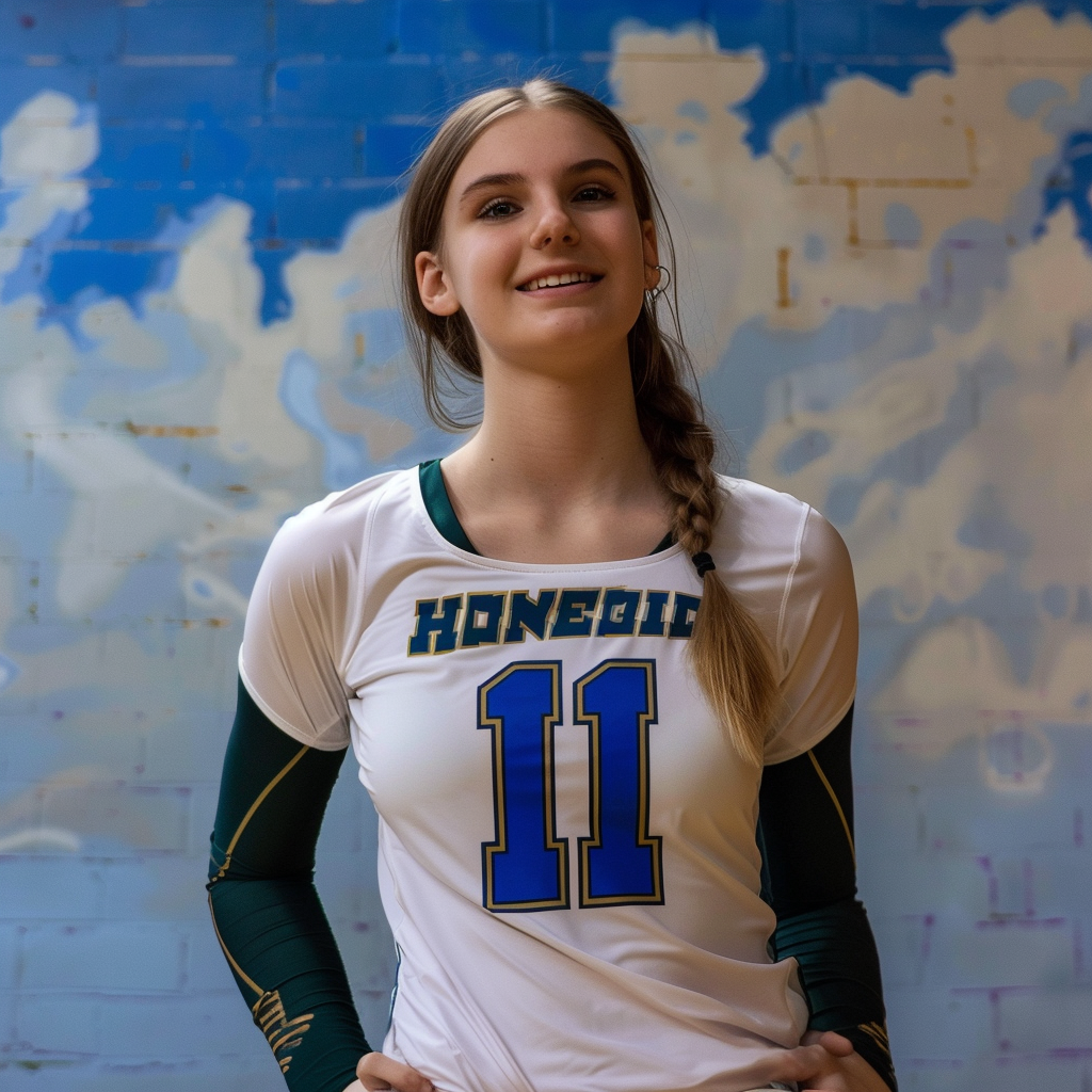 Jillian McCarty Volleyball Michigan State commit, painted clouds on wall