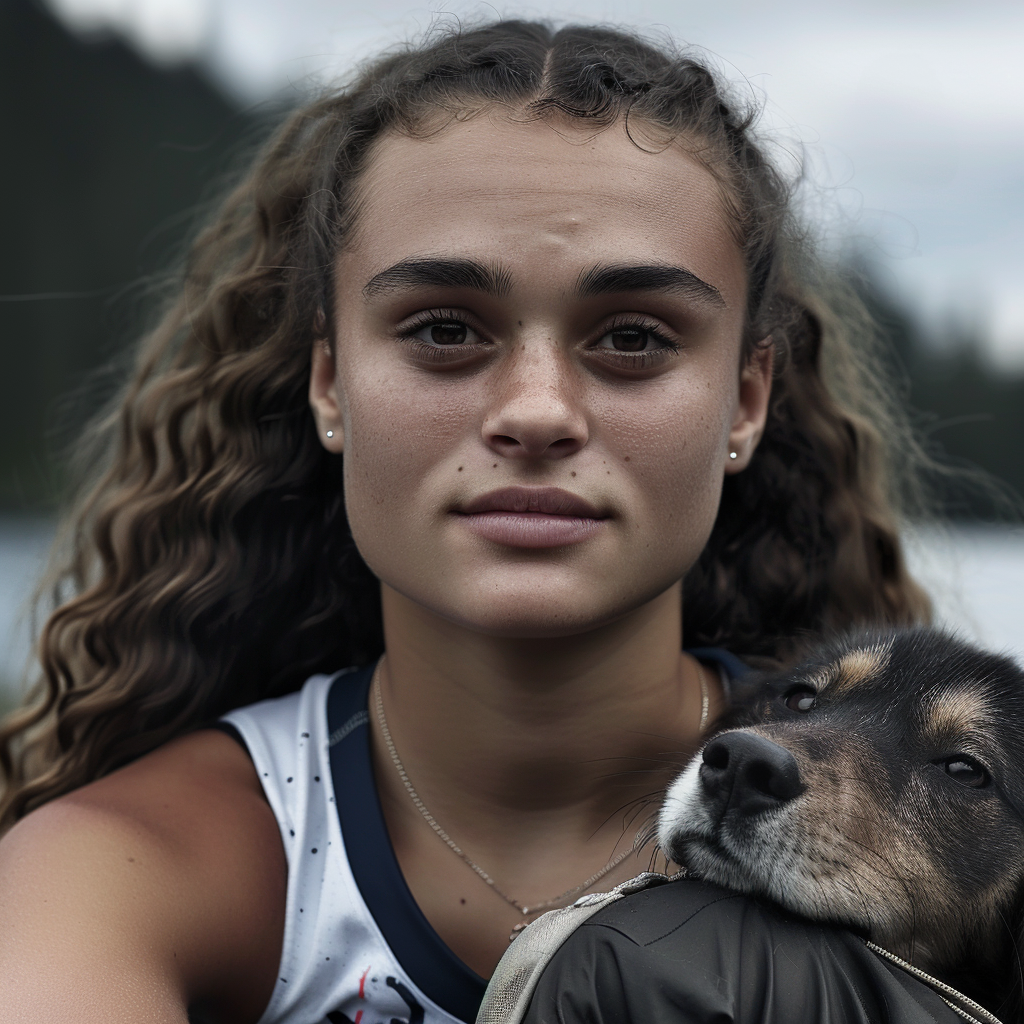 logan parks volleyball with puppy in stanford