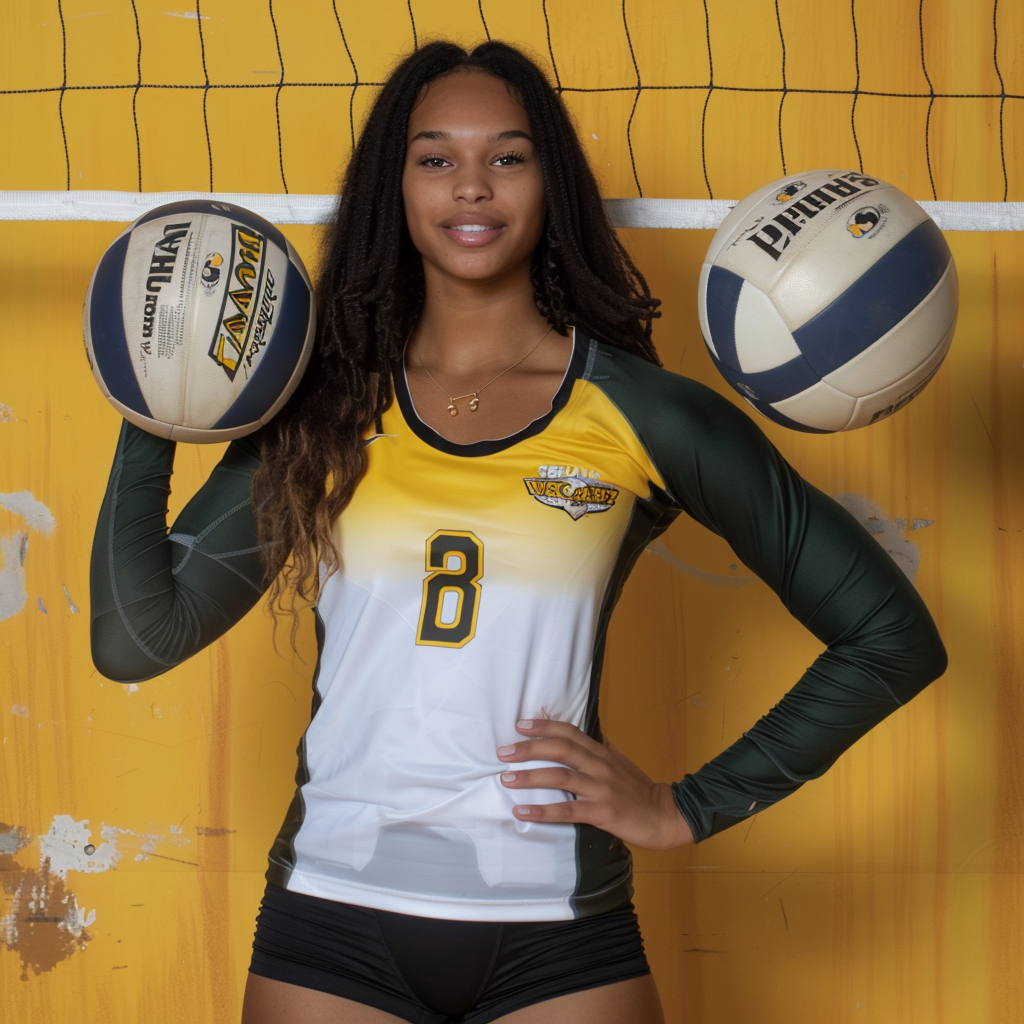 Mikasa volleyball demonstration by african american volleyball star